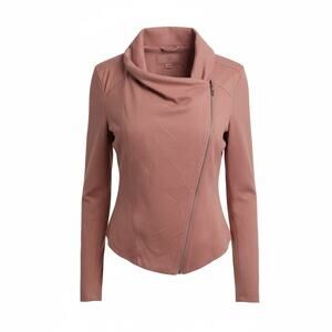 BLANKNYC Faux Suede Drape Jacket Pink Moto Medium